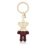 Porta-chaves Teddy Bear dourado e bordeaux