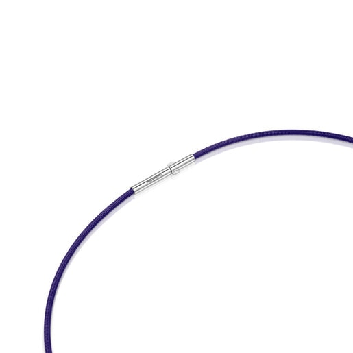Mesh Tube lilac IP steel Necklace 2 mm