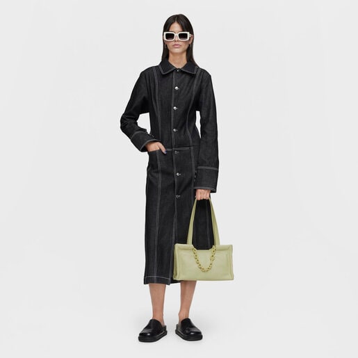 Mittelgroße Shopping-Tasche TOUS MANIFESTO aus olivgrünem Leder