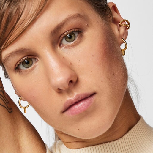 עגילי לואה ורמייל חישוק בשילוב ספירים וירח