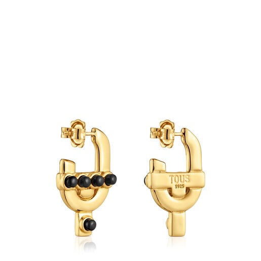 Earrings with 18kt gold plating over silver and onyx TOUS MANIFESTO