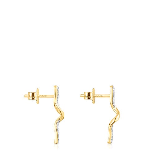 Gold TOUS St Tropez Spiral earrings with diamonds | TOUS