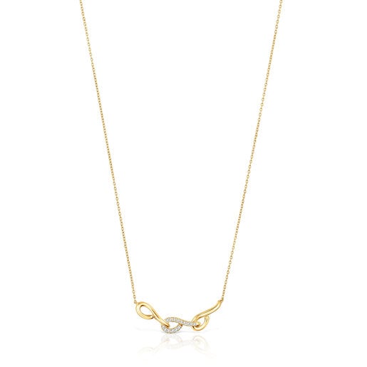 Gold Bent Necklace with diamonds