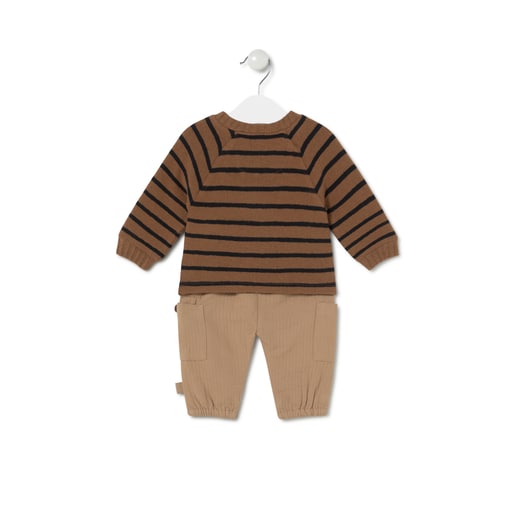 Boys outfit in Brown ecru