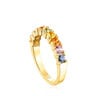 Bague alliance demi-tour Glaring en Argent Vermeil avec Saphirs multicolores