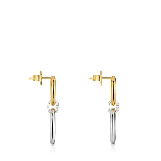 Pendientes doble círculo bicolor Straight