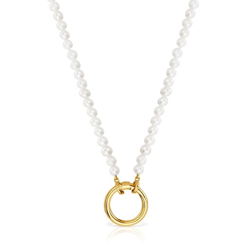 Necklace with cultured pearls and 18kt gold plating over silver Hold
