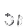 Boucles d’oreilles Plump anneau double en argent et argent dark silver