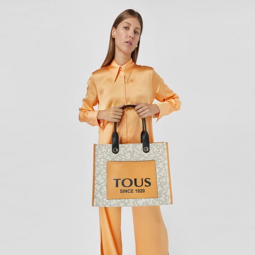 Große Shoppingtasche Amaya Kaos Icon in Beige und Senfgelb