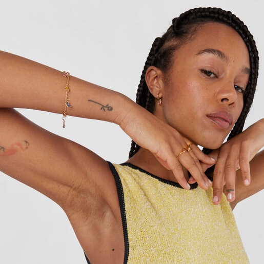 モチーフ付きゴールドコーティング シルバーのブレスレットGregal