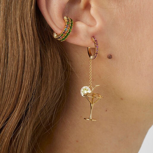 Silver vermeil TOUS St. Tropez Cup Long earrings with rhodolites