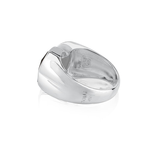 Silver TOUS Color Ring with faceted Onyx 1,3cm.