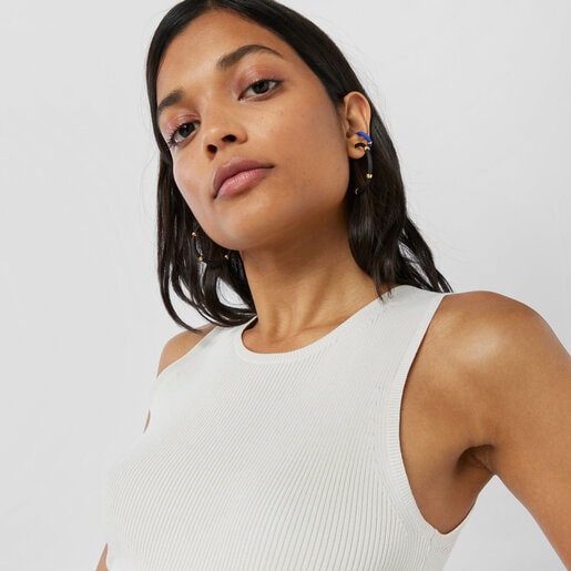 Bague d’oreille TOUS Beach Caucho avec argent vermeil de couleur bleue