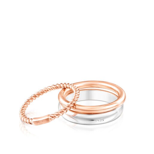 Silver, rose Silver Vermeil, Sapphire and Ruby TOUS Ring Mix Rings set