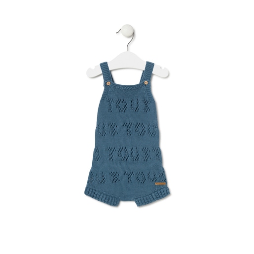 Knitted baby romper in Tricot TOUS logo blue