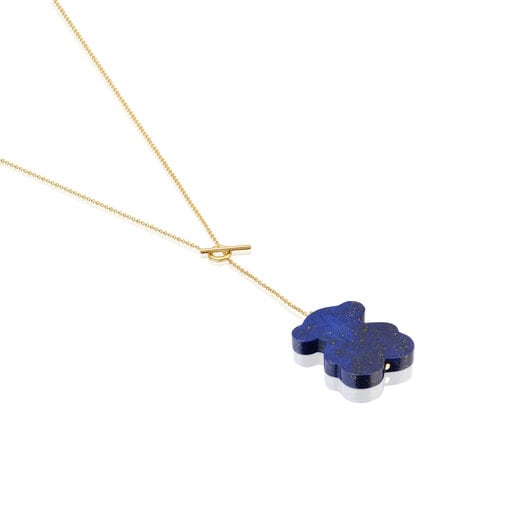 Short gold bear Necklace with lapis lazuli TOUS 1950