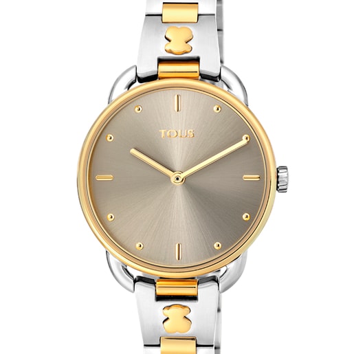 שעון צמיד Let מפלדה בשני צבעים עם לוח מחוגים אפור