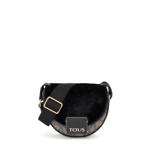 Small black Amaya Kaos Icon Fur Crossbody bag