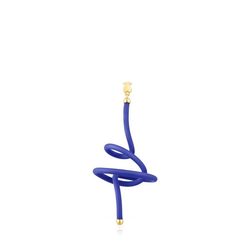 1/2 Arete de color azul oso espiral y plata con baño de oro 18 kt sobre plata TOUS St. Tropez Caucho