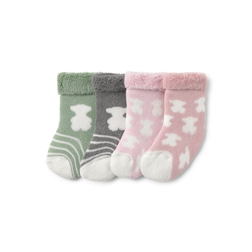 Pack of 4 pairs of baby socks in SSocks pink