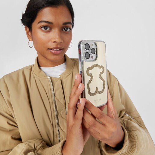 Funda de móvil Delray 13 Pro dorado Glitter Mirror Bear