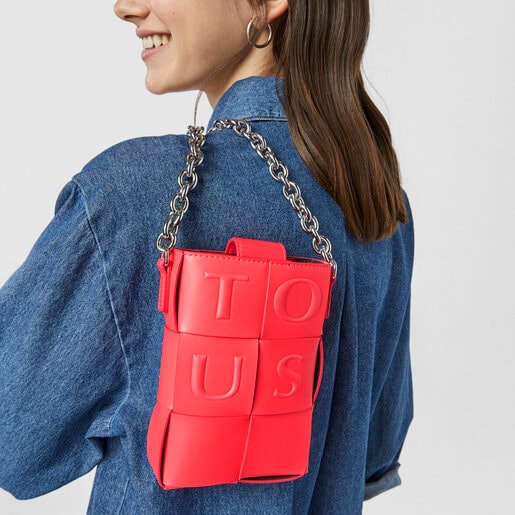 Fluorescent pink and brown TOUS Damas Mini handbag