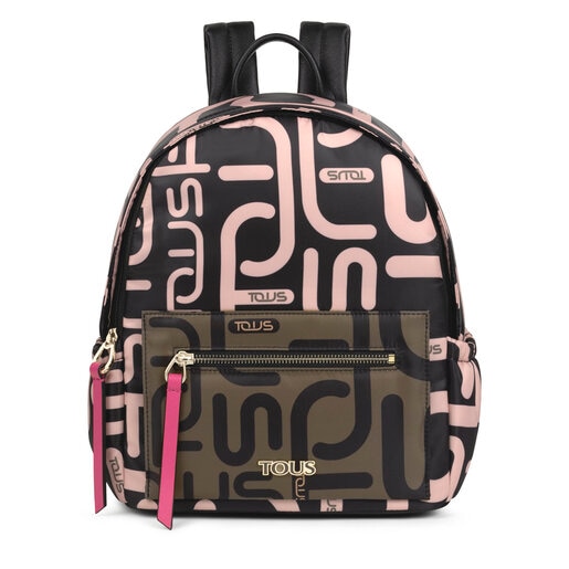 Khaki and pink Shelby Logogram Backpack