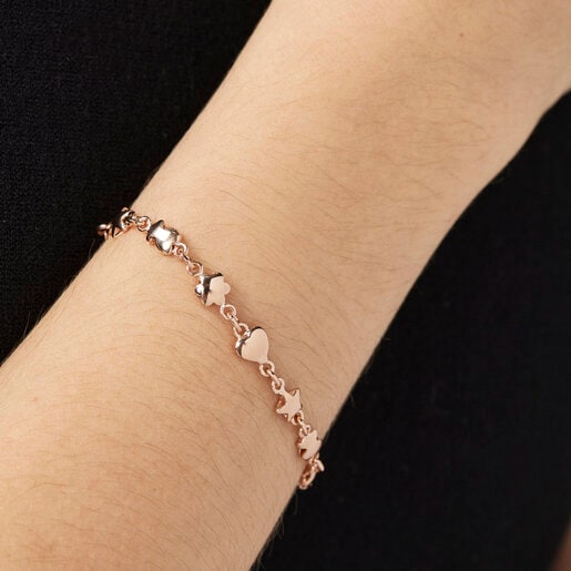 Pulsera con baño de oro rosa 18 kt sobre plata Mini Icons