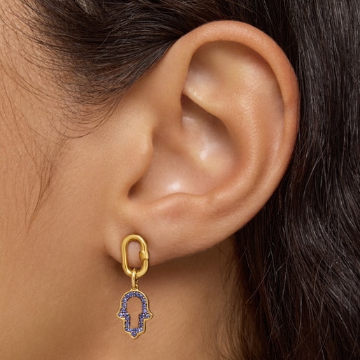 תליון חמסה Medallions מזהב 14 קראט בשילוב אבן איולייט