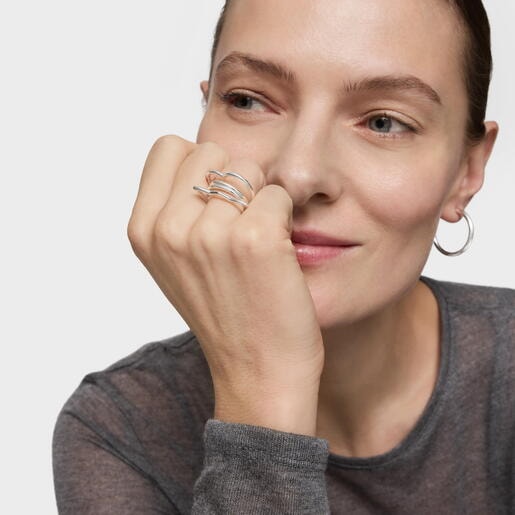 Silver Quadruple ring TOUS Straight