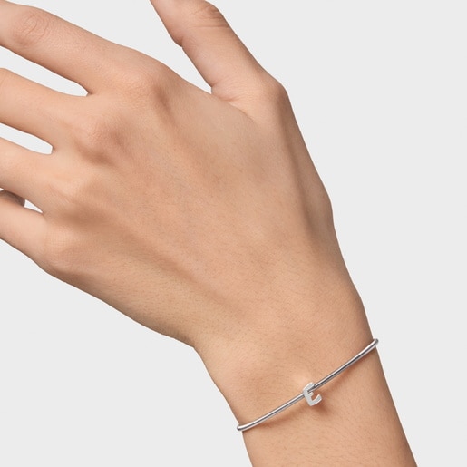 Charm TOUS Mesh Tube de plata letra E 7 mm