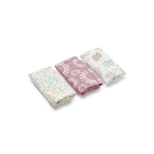 Pack of 3 muslins in MMuse pink