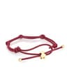 Burgundy-colored elastic Bracelet and bear with 18kt gold plating over silver Sweet Dolls