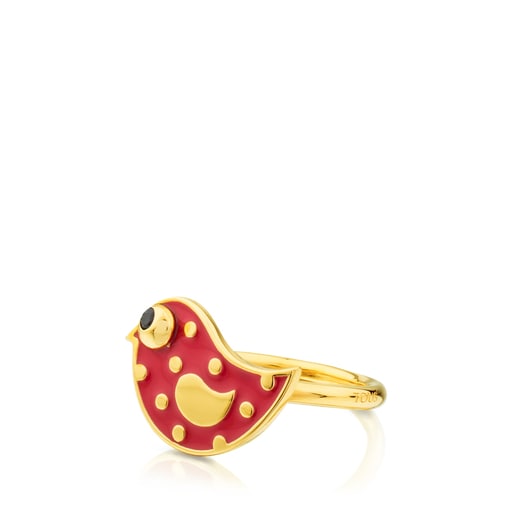 Anillo Face con baño de oro 18 kt sobre plata