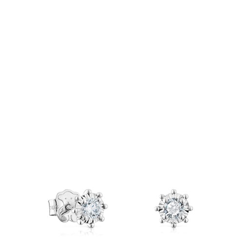 Boucles d’oreilles en or blanc et diamants 0,20 ct petites Les Classiques