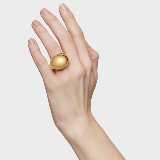 Wide Dome ring with 18kt gold plating over silver Warm
