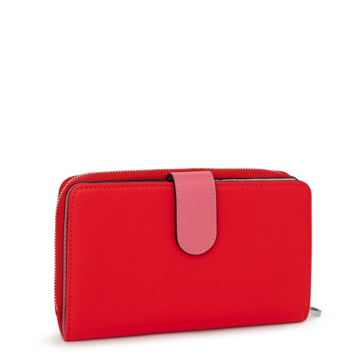 Portefeuille New Dubai Saffiano moyen rouge