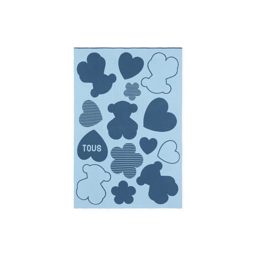 Reversible baby blanket in Nilo multi-motifs blue