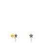Aros con baño de oro 18 kt sobre plata con estrella de zafiros y perla TOUS New Motif