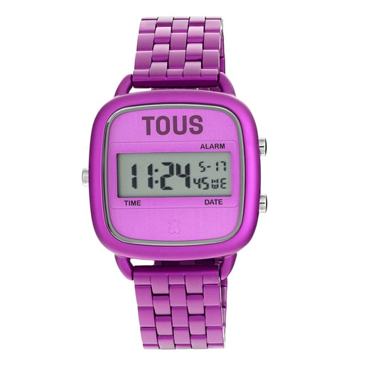 Rellotge digital amb braçalet d'alumini en color fúcsia D-Logo