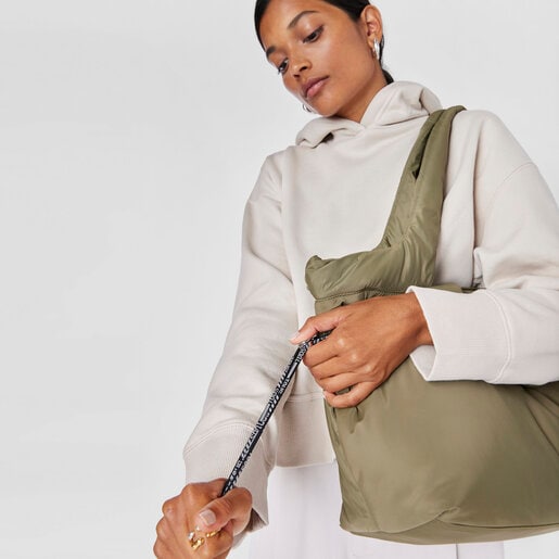 Duża torba z rączkami w kolorze khaki TOUS Carol Soft