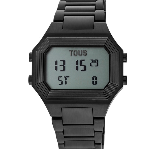 Montre numérique Bel-Air avec bracelet en acier IP noir