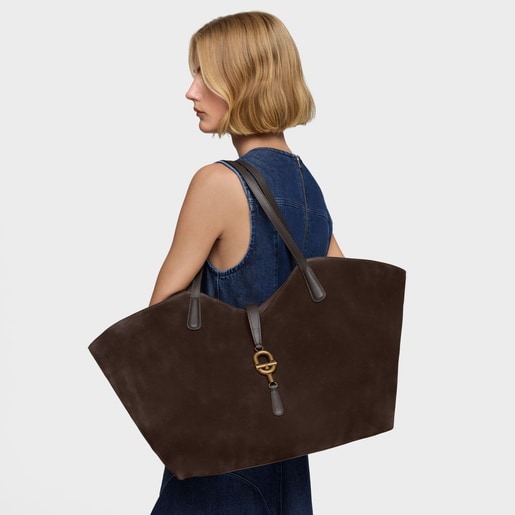 Capazo grande de piel marrón oscuro TOUS MANIFESTO