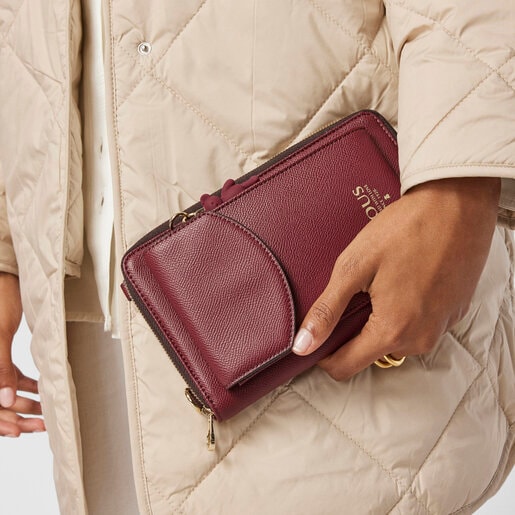 Burgundy T Pop Cell phone cover and Hanging wallet