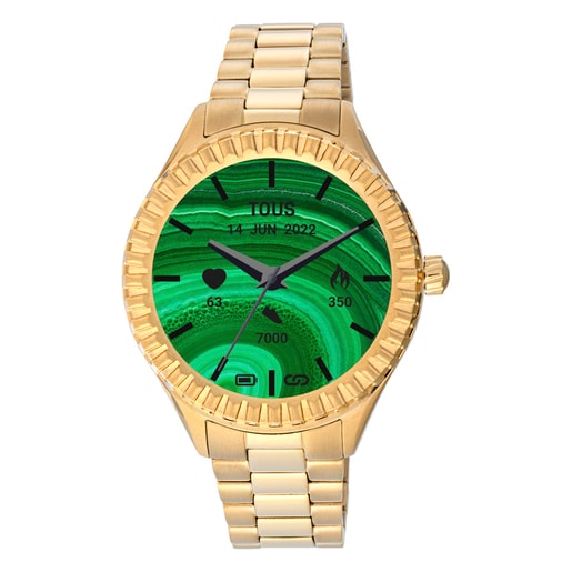 Relógio smartwatch T-Bear Connect com bracelete em aço IP dourado