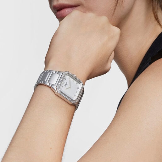 Montre analogique avec bracelet en aluminium et zirconiums Karat Squared