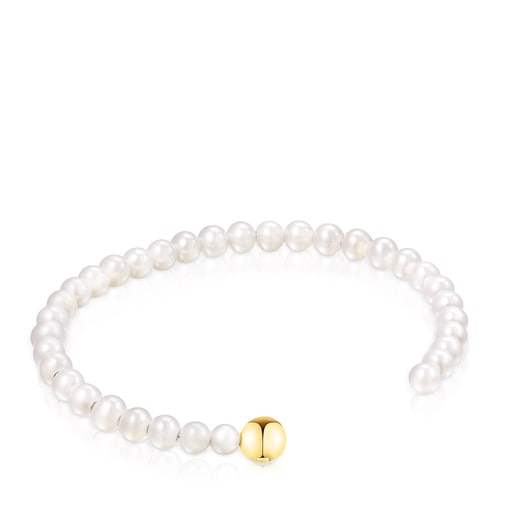 Pulsera de perlas y plata con baño de oro 18 kt sobre plata Gloss