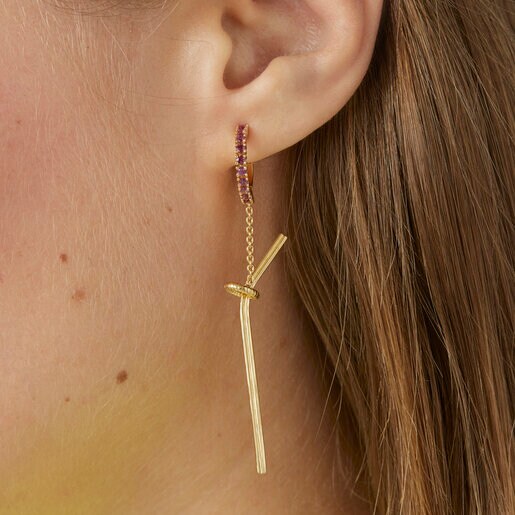 Silver vermeil TOUS St. Tropez Cup Long earrings with rhodolites