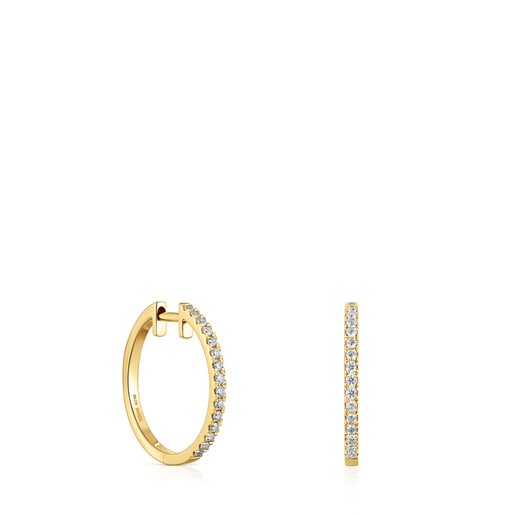 Κοντά σκουλαρίκια-κρίκοι Les Classiques από χρυσό με διαμάντια 14,5 mm