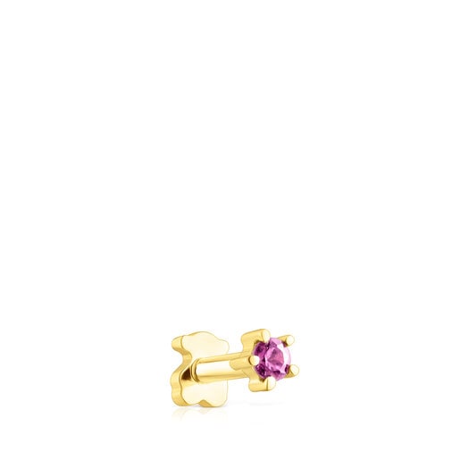 Gold TOUS Cool Joy Ear piercing with rhodolite